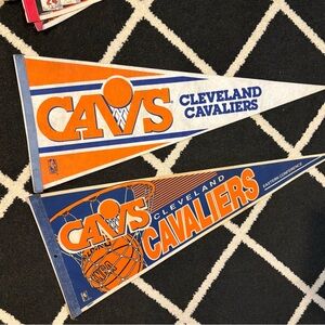 Vintage 90s Cleveland Cavaliers 30"X12" NBA Pennant Set